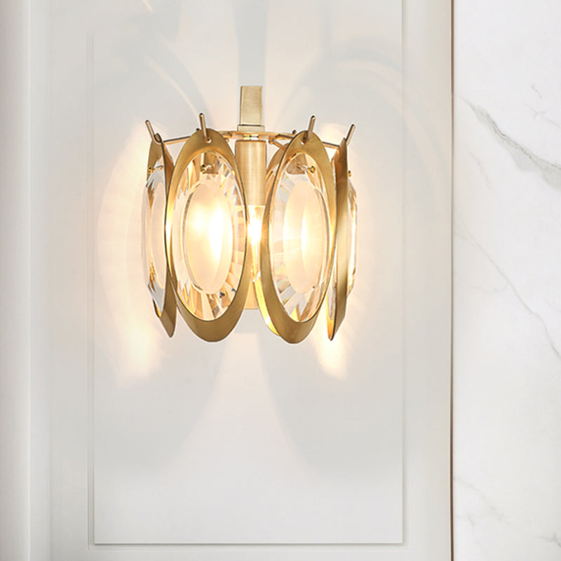 1 Glühbirnenmessing- und Kristallwandleuchten im Kolonialstil Goldene ovale Wandbeleuchtung