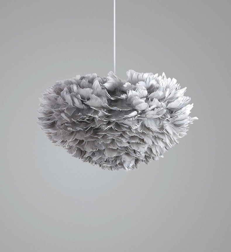 Art Deco Feather Pendant Lighting Modern Nordic Creative Globe Hanging Ceiling Light for Bedroom