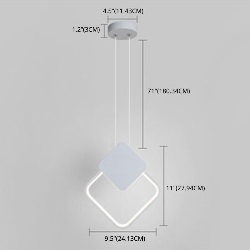 Geometrical Shape LED Pendant Lamp Modern Minimalist Metal Hanging Lamp for Living Room