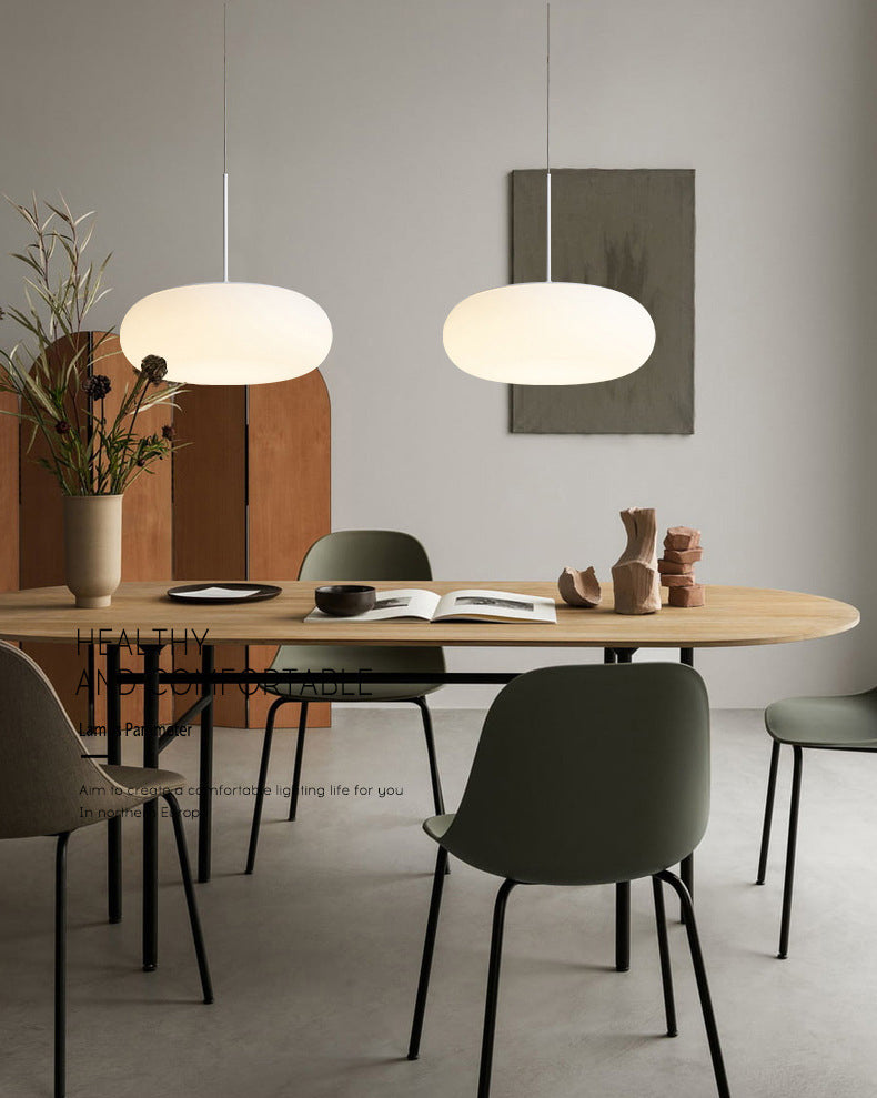 Bianca 1 Lampada a ciondolo a battente leggera Modern Minimalist Plastic Hanging Lampada per tavolo da pranzo