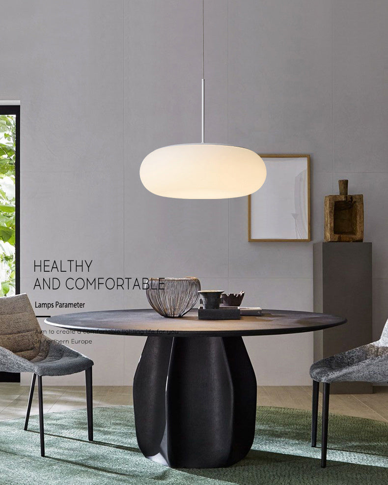 Bianca 1 Lampada a ciondolo a battente leggera Modern Minimalist Plastic Hanging Lampada per tavolo da pranzo