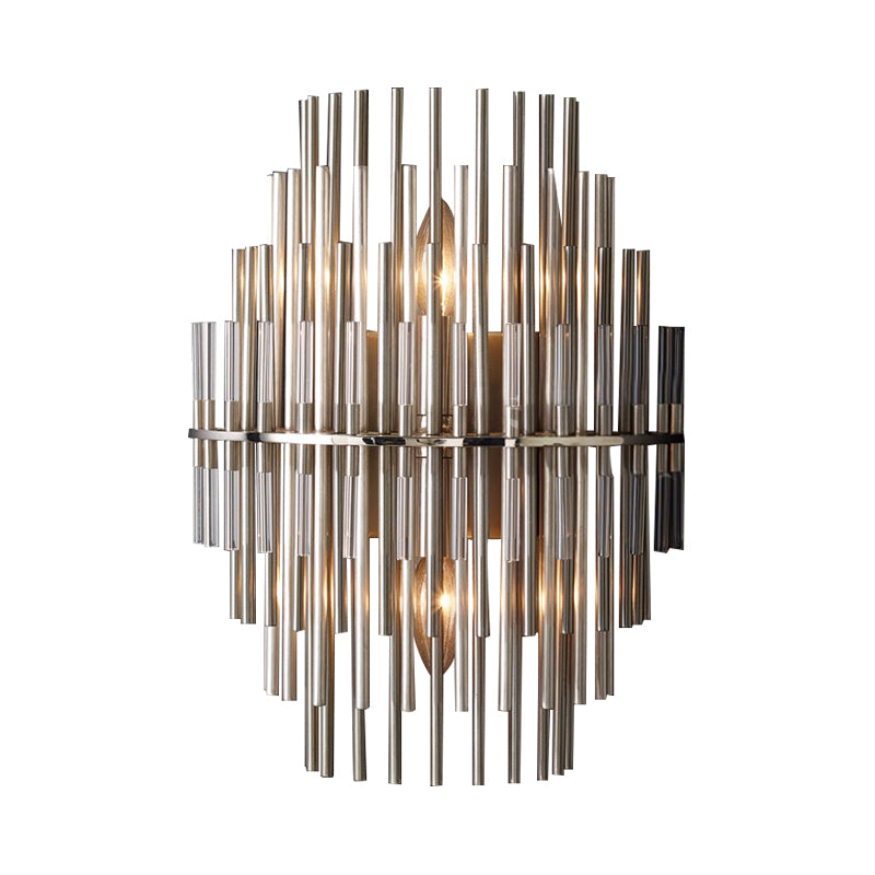 Chrome/Black Tiered Tubular Wall Mounted Lamp Retro Metallic 1 Light Wall Sconce Lighting