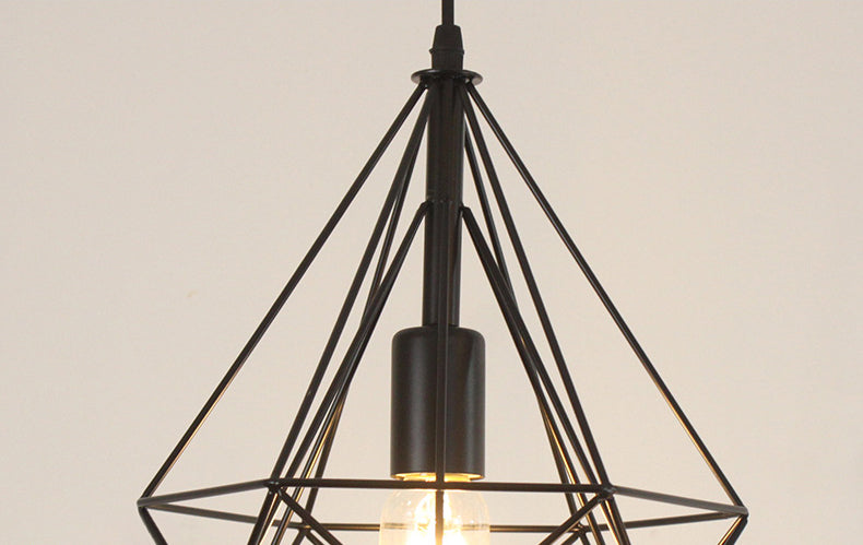 Diamond Iron Cluster Pendant Lighting Post-Modern Restaurant Hanging Lamp in  Black