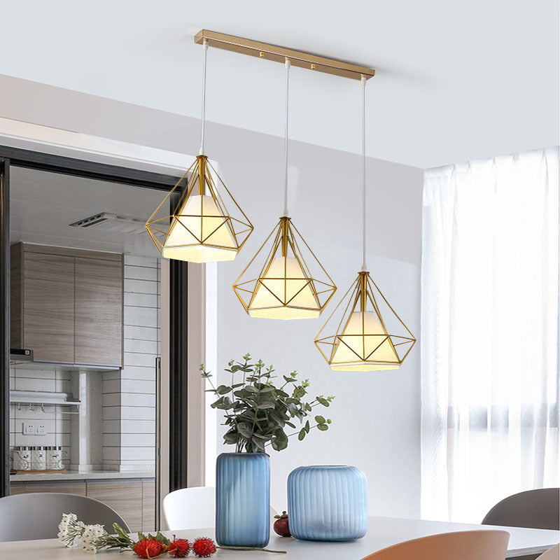 Diamond Iron Cluster Pendant Lighting Modern Minimalist Hanging Lamp for Dining Table