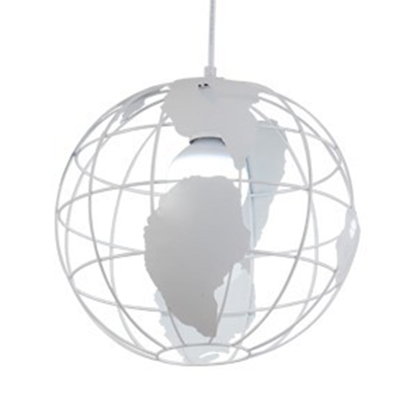 Industrial Orb Single Pendant Light Globe Metal Cage Shade Hanging Lamp for Living Room