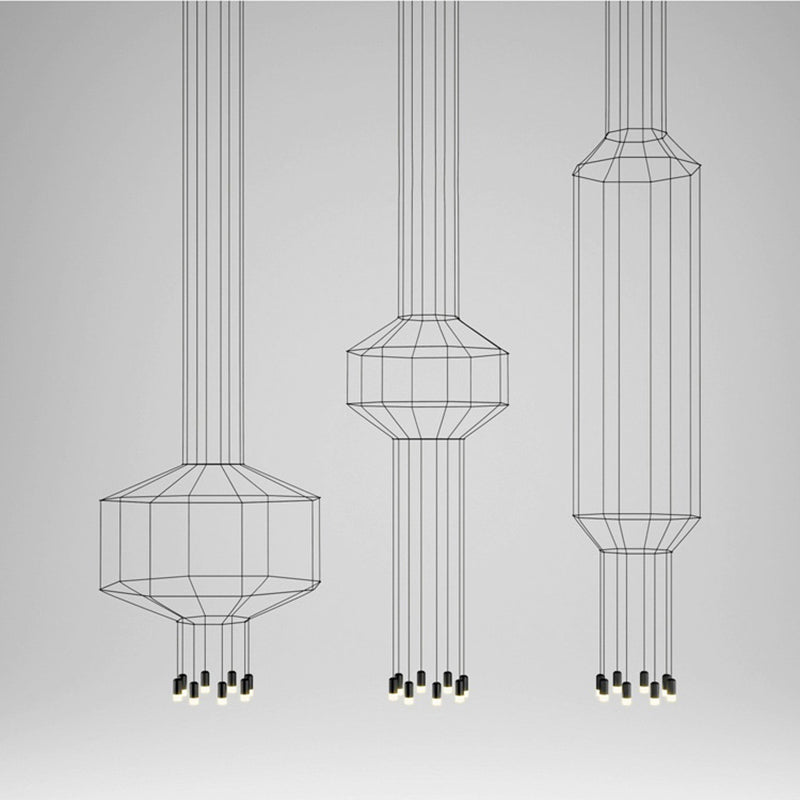 Black Metal 1 Light Pendant Light Nordic Modern Geometric Wire Cage Hanging Lamp for Restaurant