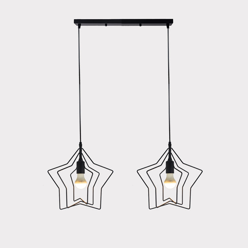 Metal 1 Light Pendant Light Nordic Simple Star Cage Hanging Lamp for Living Room