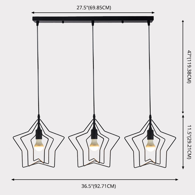 Metal 1 Light Pendant Light Nordic Simple Star Cage Hanging Lamp for Living Room