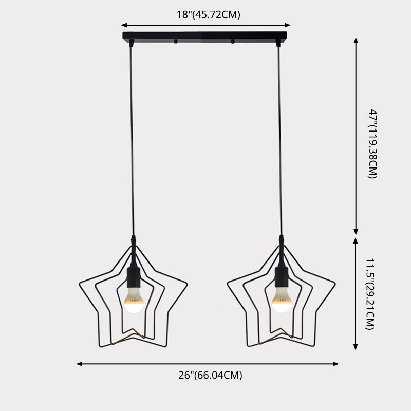 Metal 1 Light Pendant Light Nordic Simple Star Cage Hanging Lamp for Living Room