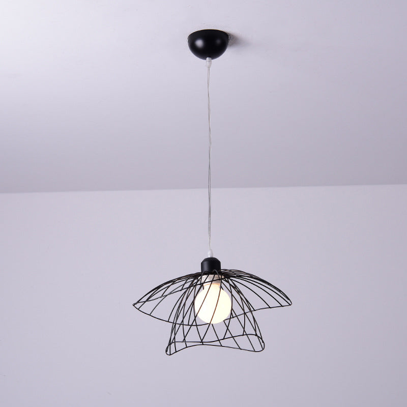 Nordic Minimalist Creative Open Cage Pendant Light Metal Suspension Light for Dining Table