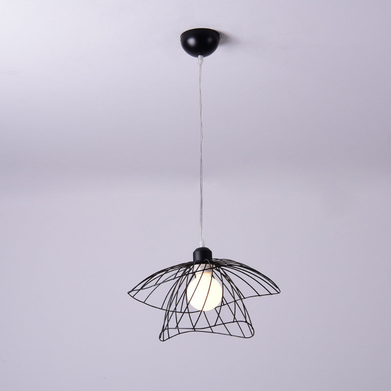 Nordic Minimalist Creative Open Cage Pendant Light Metal Suspension Light for Dining Table