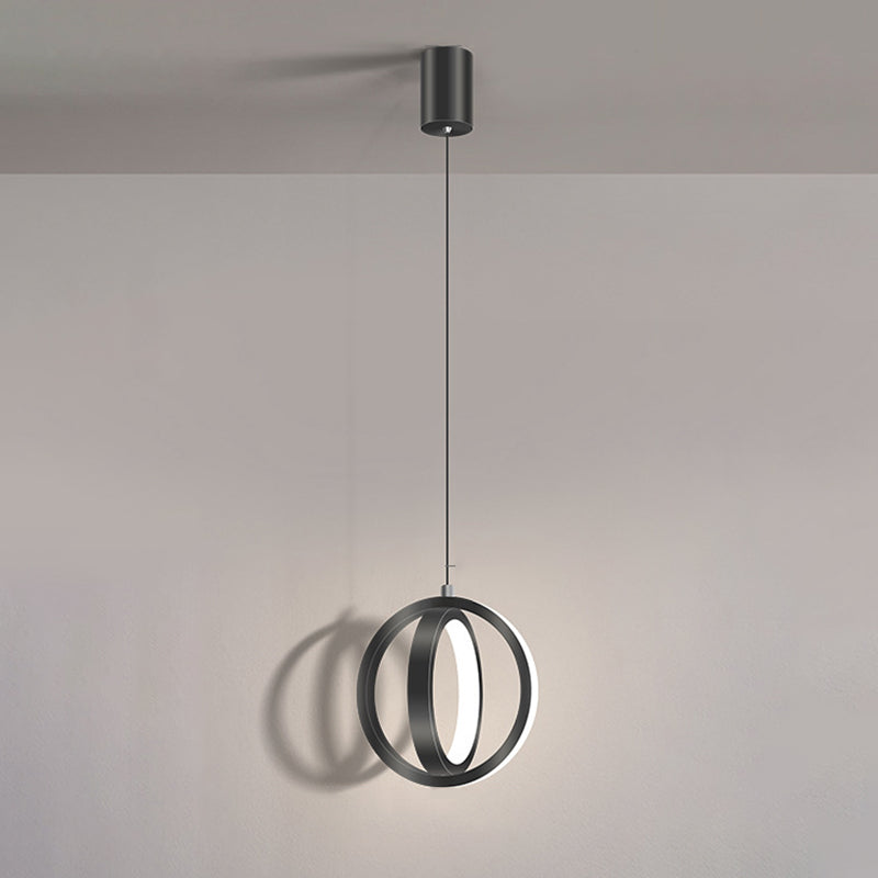 Double Round Shape LED Pendant Lamp Modern Minimalist Metal Hanging Lamp for Living Room