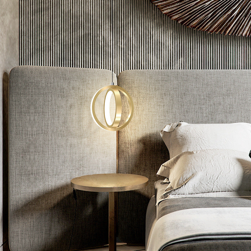 Double Round Shape LED Pendant Lamp Modern Minimalist Metal Hanging Lamp for Living Room