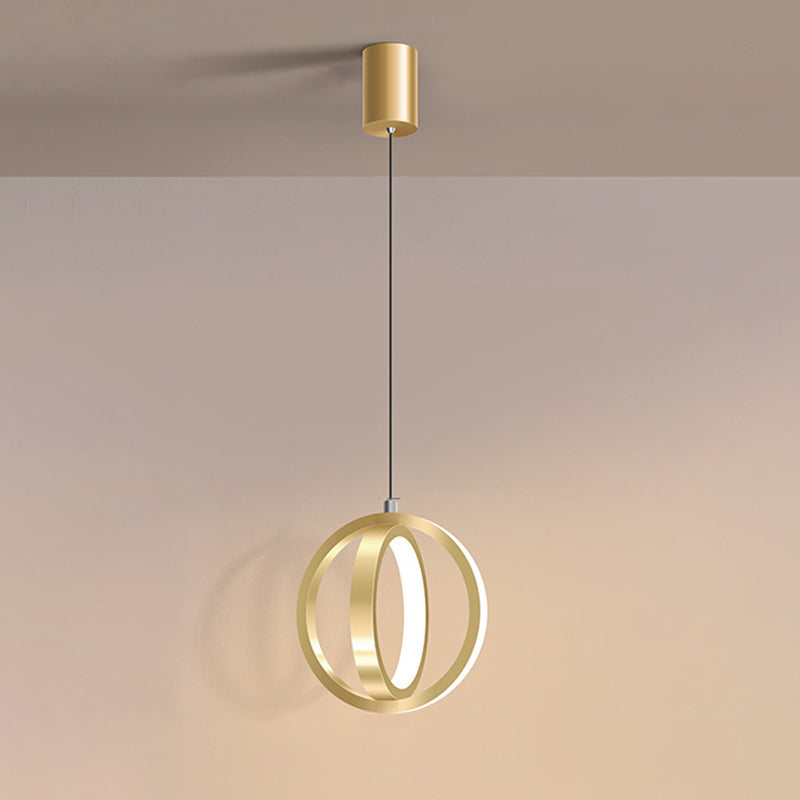 Lampada a ciondolo a LED a LED a doppia forma rotonda moderna lampada sospesa in metallo minimalista per soggiorno