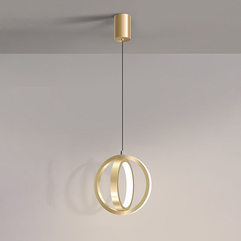 Double Round Shape LED Pendant Lamp Modern Minimalist Metal Hanging Lamp for Living Room