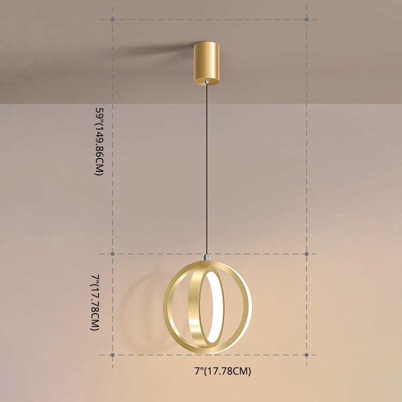 Double Round Shape LED Pendant Lamp Modern Minimalist Metal Hanging Lamp for Living Room