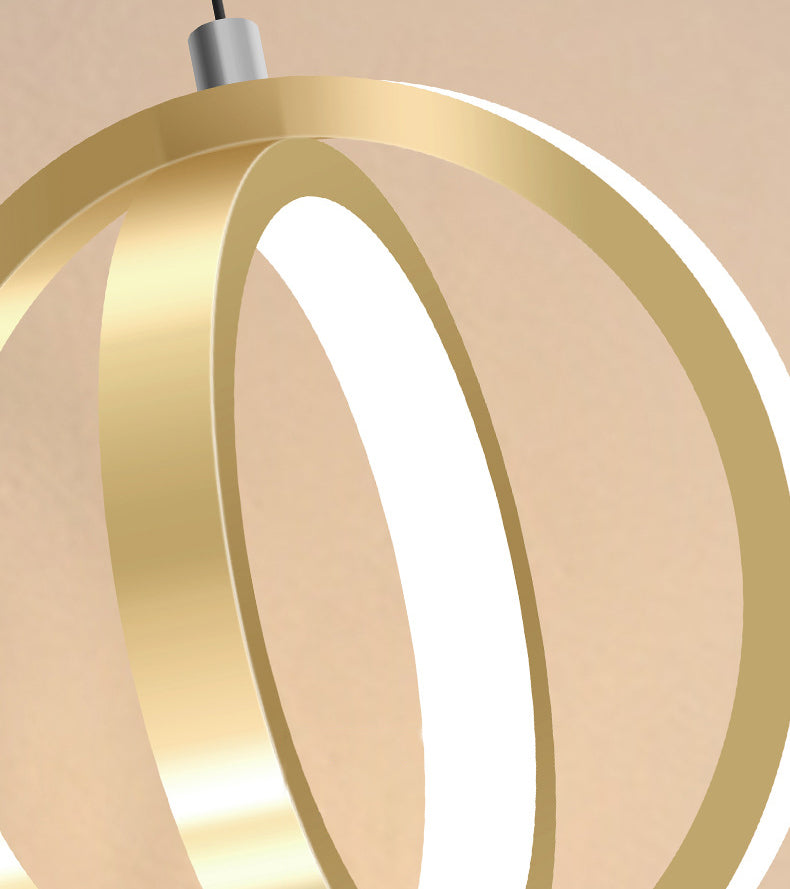 Double Round Shape LED Pendant Lamp Modern Minimalist Metal Hanging Lamp for Living Room