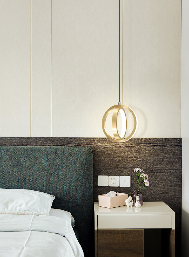 Double Round Shape LED Pendant Lamp Modern Minimalist Metal Hanging Lamp for Living Room