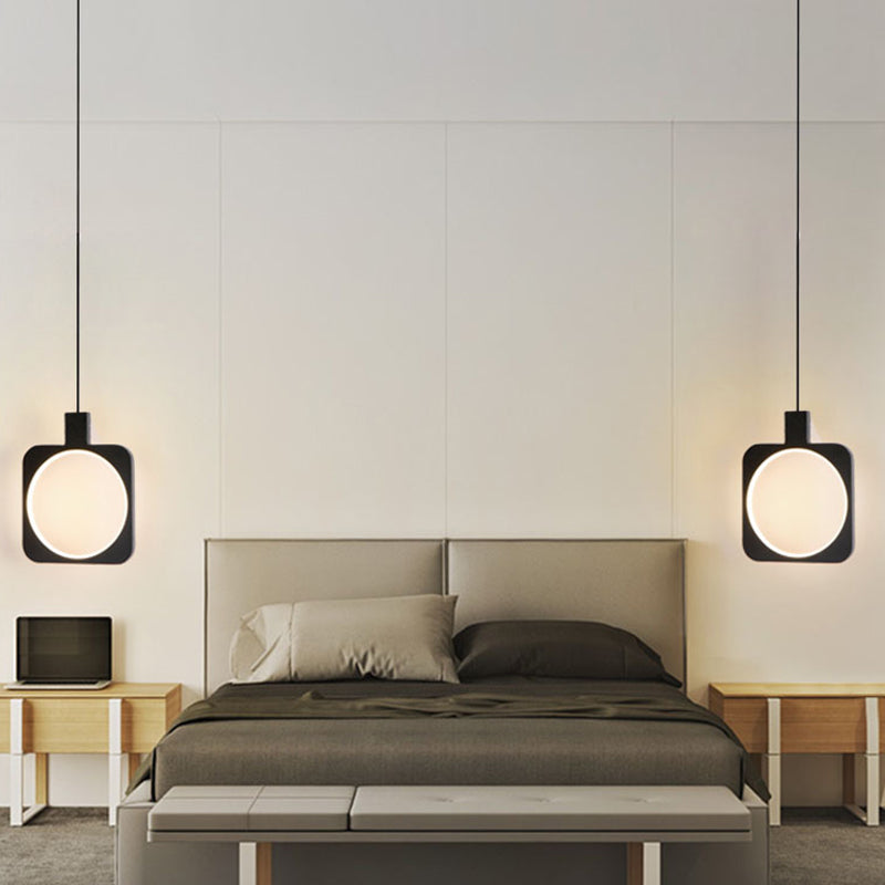 Lámpara colgante de LED de forma geométrica negra Lámpara de colgación de metal minimalista moderna para sala de estar