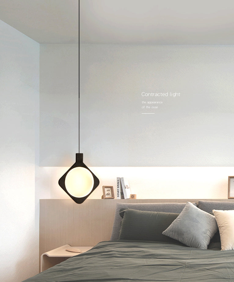 Lámpara colgante de LED de forma geométrica negra Lámpara de colgación de metal minimalista moderna para sala de estar