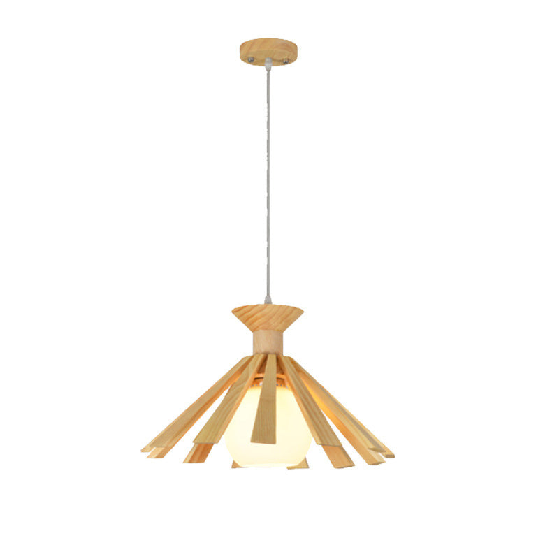 Luz colgante de madera beige lámpara colgante de techo de restaurante nórdico nórdico 1 lámpara de techo de restaurante ligero