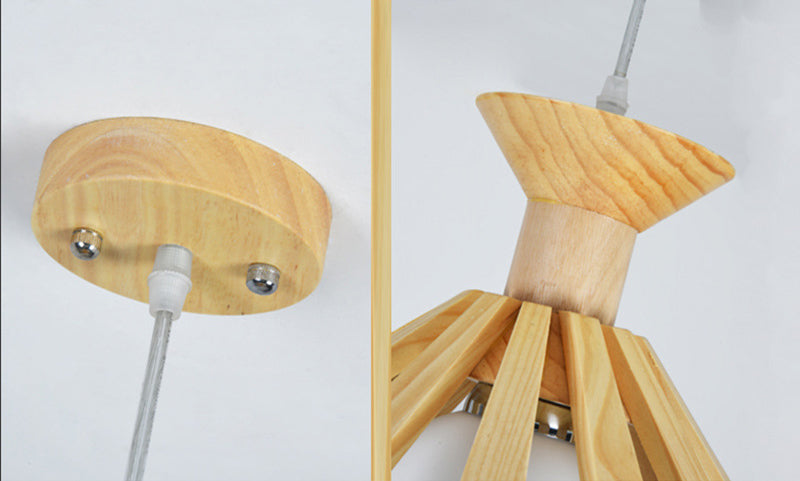 Luz colgante de madera beige lámpara colgante de techo de restaurante nórdico nórdico 1 lámpara de techo de restaurante ligero