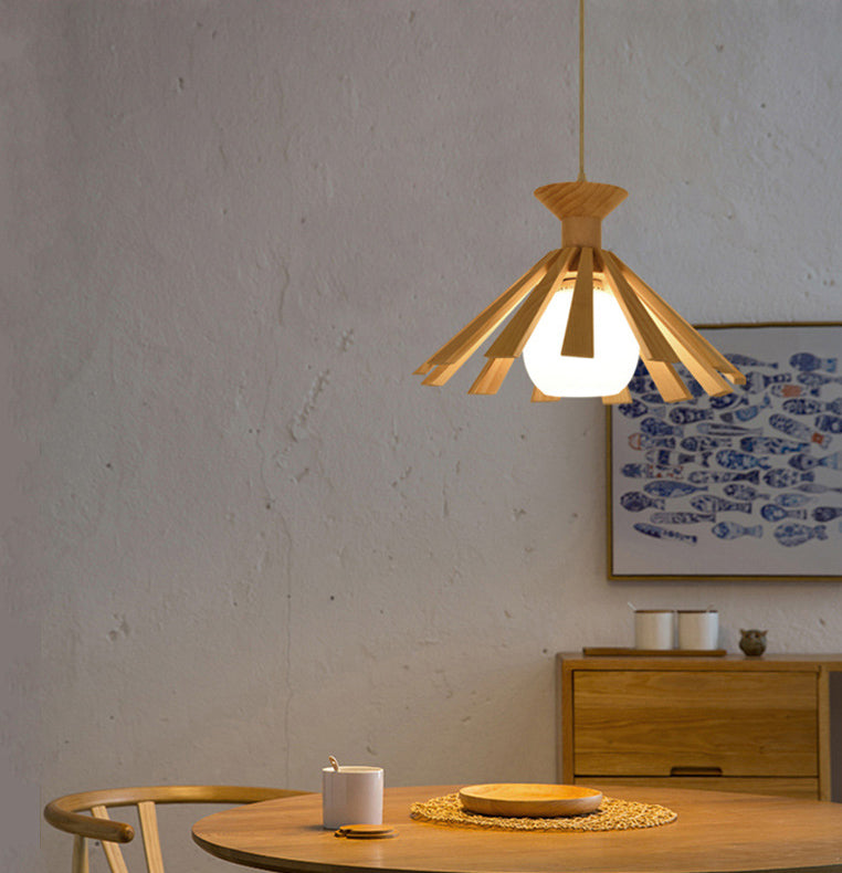 Luz colgante de madera beige lámpara colgante de techo de restaurante nórdico nórdico 1 lámpara de techo de restaurante ligero