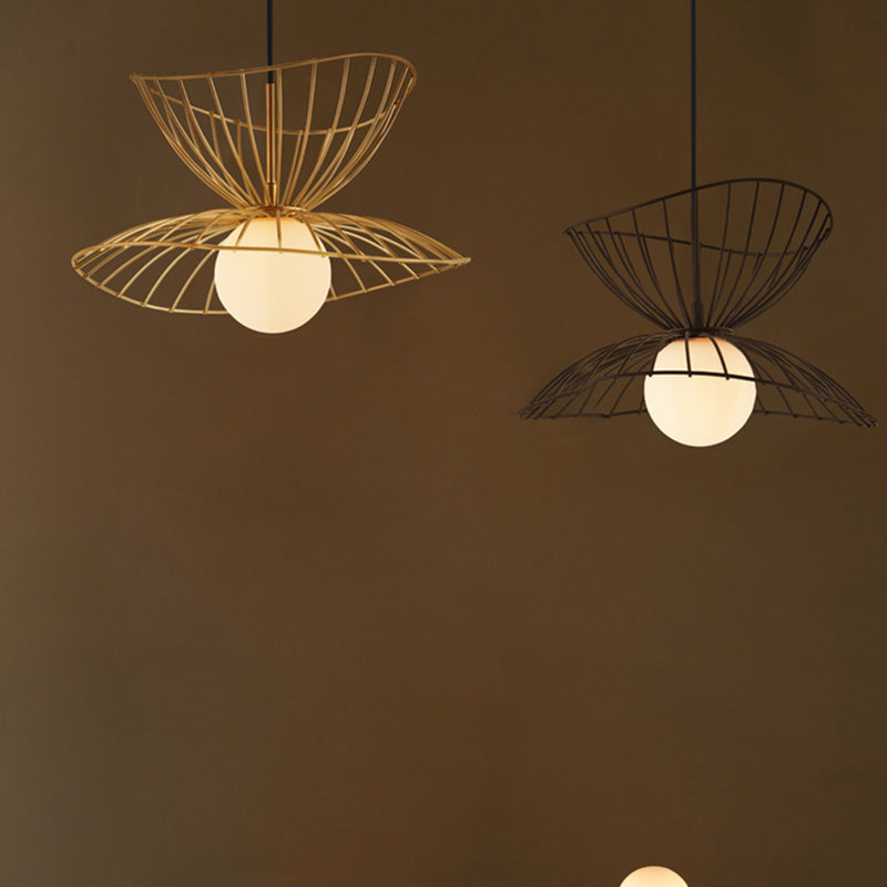 Nordic Minimalist Creative Open Cage Pendant Light Metal Suspension Light for Dining Table