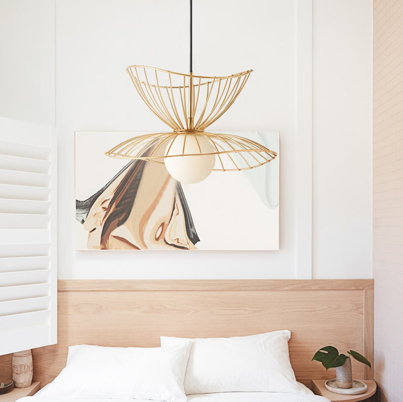 Nordic Minimalist Creative Open Cage Pendant Light Metal Suspension Light for Dining Table