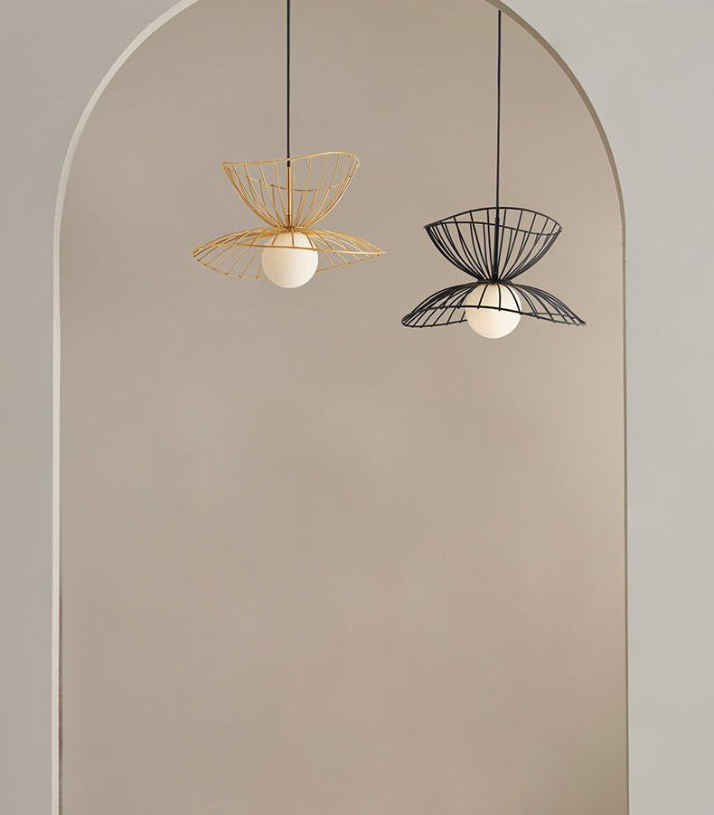Nordic Minimalist Creative Open Cage Pendant Light Metal Suspension Light for Dining Table