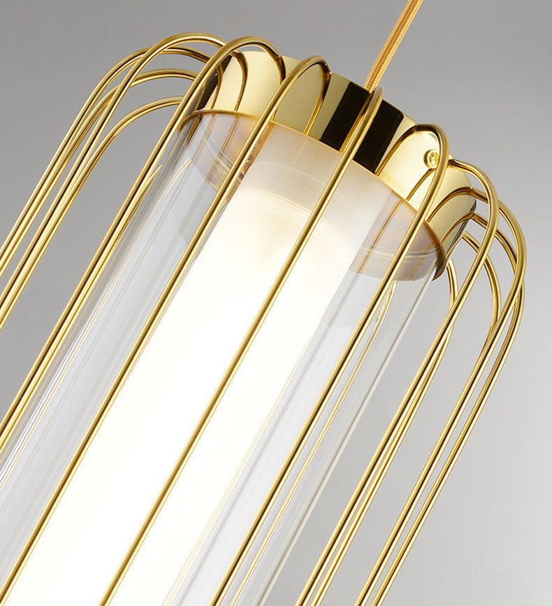 Gold Lantern Shade Pendant Lighting New Chinese Style 1 Light Restaurant Hanging Lamp