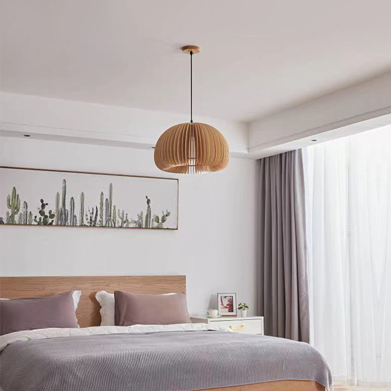 Beige Holzkürbis hängende helle chinesische style 1 leichte Restaurant Decke Anhängerlampe