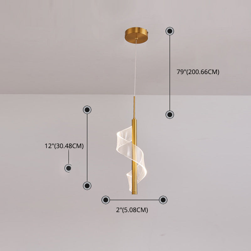 Gouden lineaire vorm led hanglamp moderne minimalistische metalen hanglamp voor woonkamer