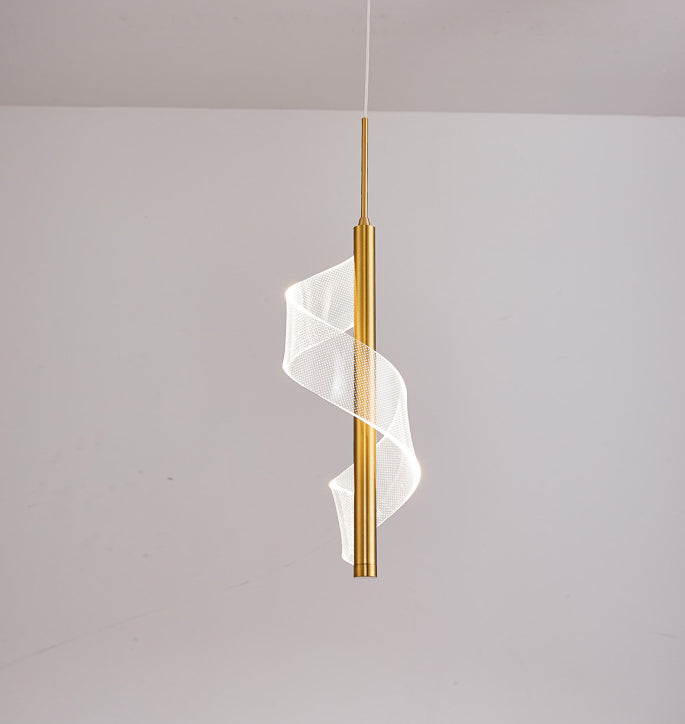 Gouden lineaire vorm led hanglamp moderne minimalistische metalen hanglamp voor woonkamer