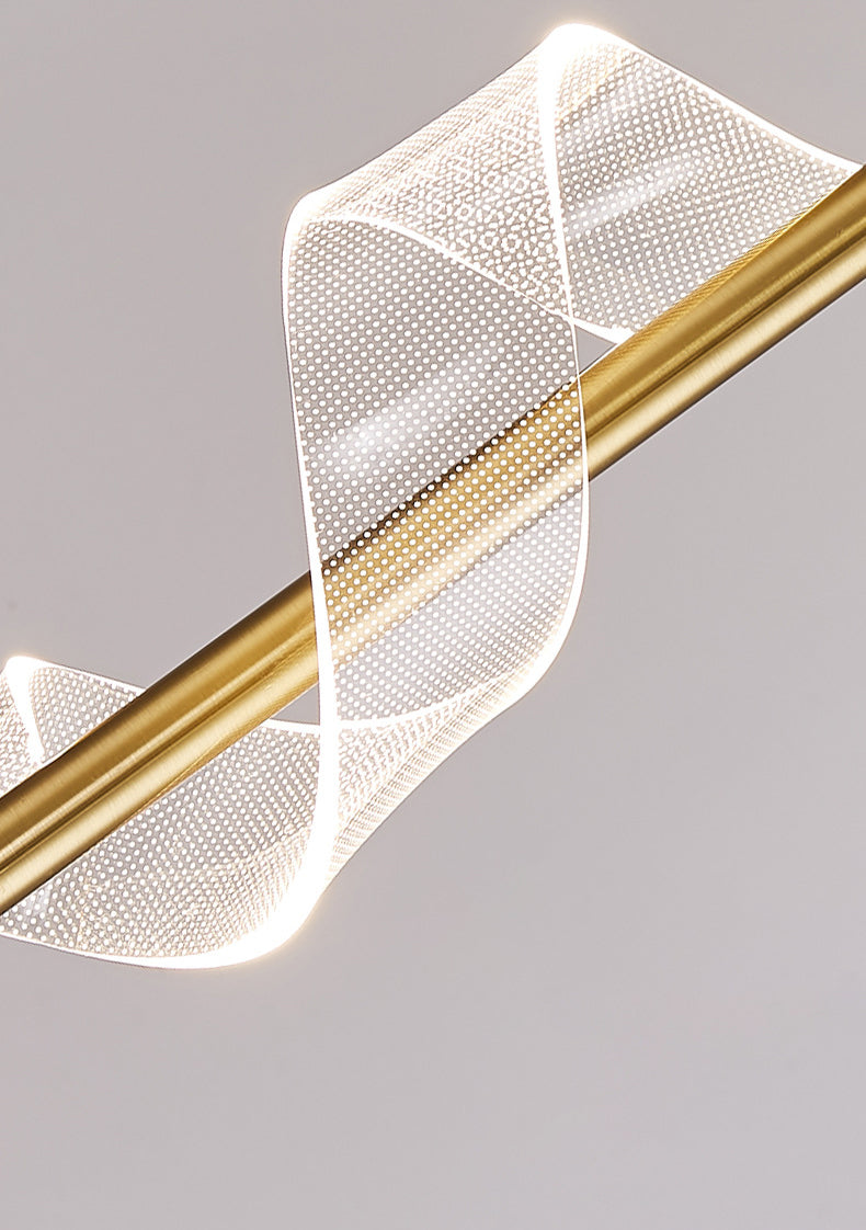 Gouden lineaire vorm led hanglamp moderne minimalistische metalen hanglamp voor woonkamer