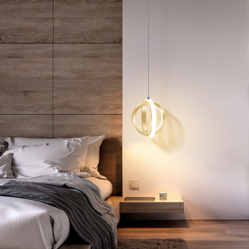 Double Round Shape LED Pendant Lamp Modern Minimalist Metal Hanging Lamp for Living Room