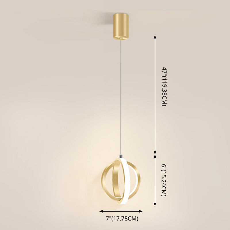 Double Round Shape LED Pendant Lamp Modern Minimalist Metal Hanging Lamp for Living Room