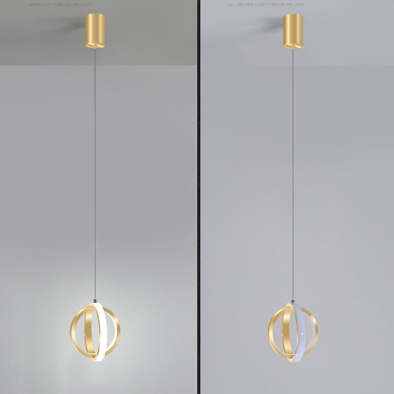 Double Round Shape LED Pendant Lamp Modern Minimalist Metal Hanging Lamp for Living Room