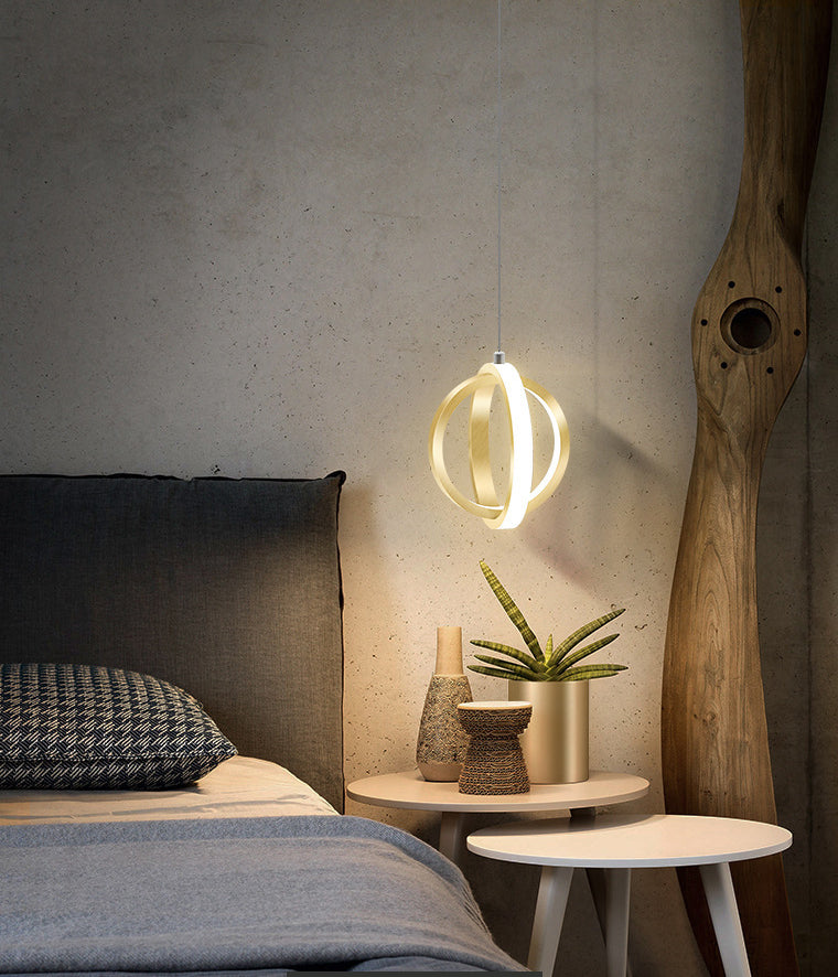 Double Round Shape LED Pendant Lamp Modern Minimalist Metal Hanging Lamp for Living Room