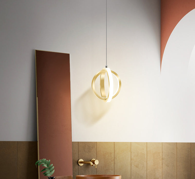 Double Round Shape LED Pendant Lamp Modern Minimalist Metal Hanging Lamp for Living Room