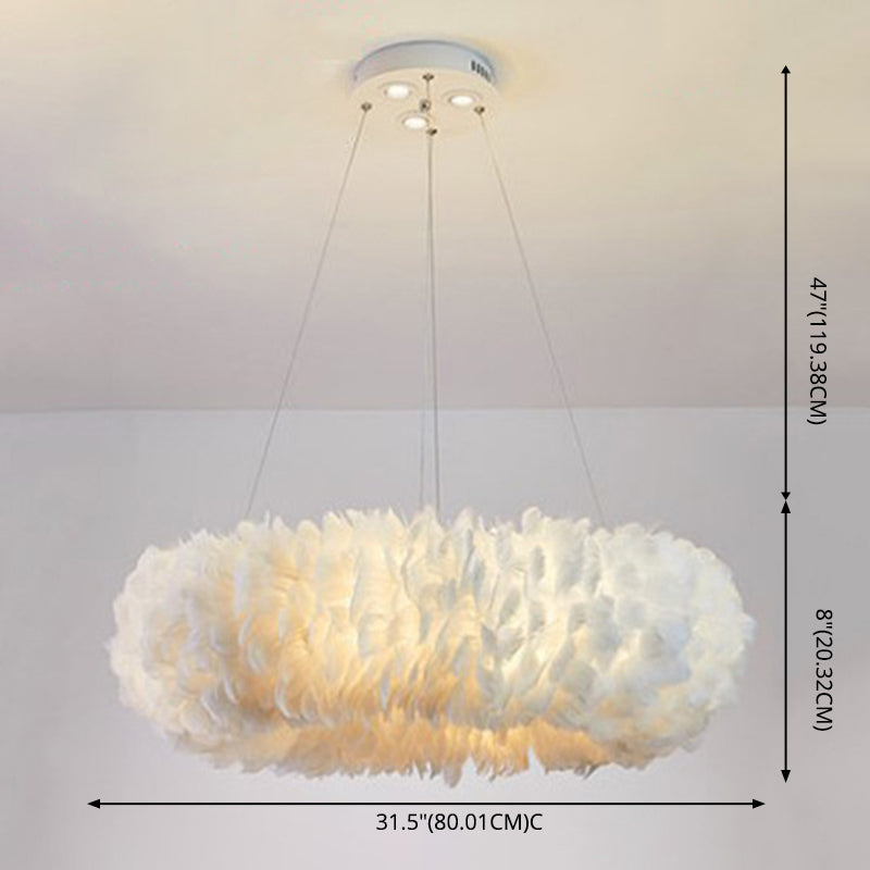 Art déco Feather Pendant Lighting moderne nordique créatif rond rond de plafond plafond pour chambre à coucher