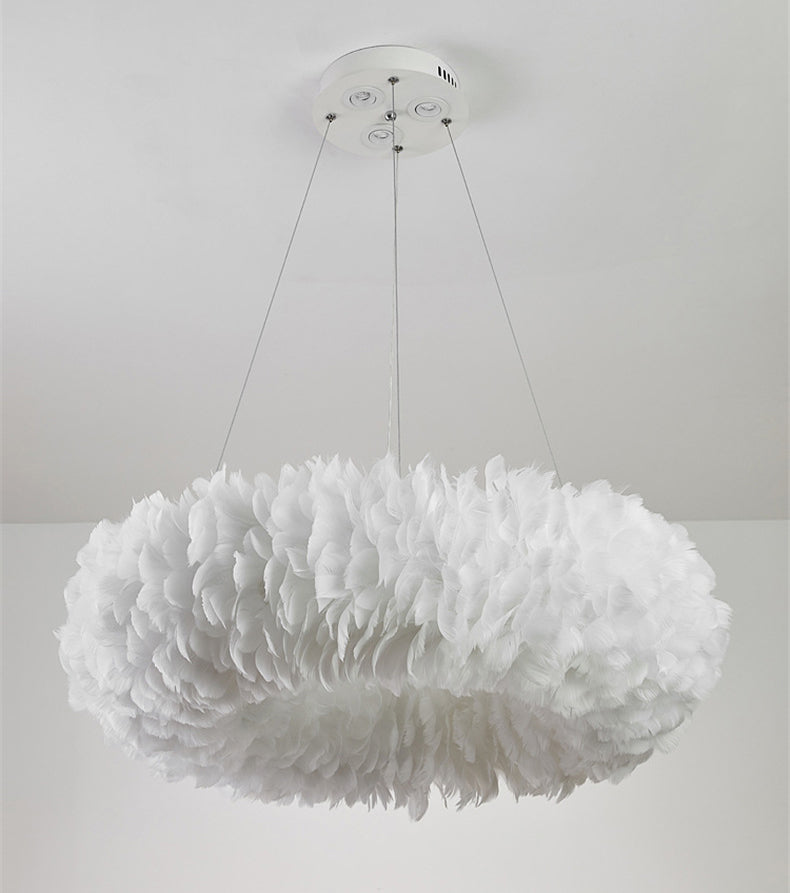 Art déco Feather Pendant Lighting moderne nordique créatif rond rond de plafond plafond pour chambre à coucher