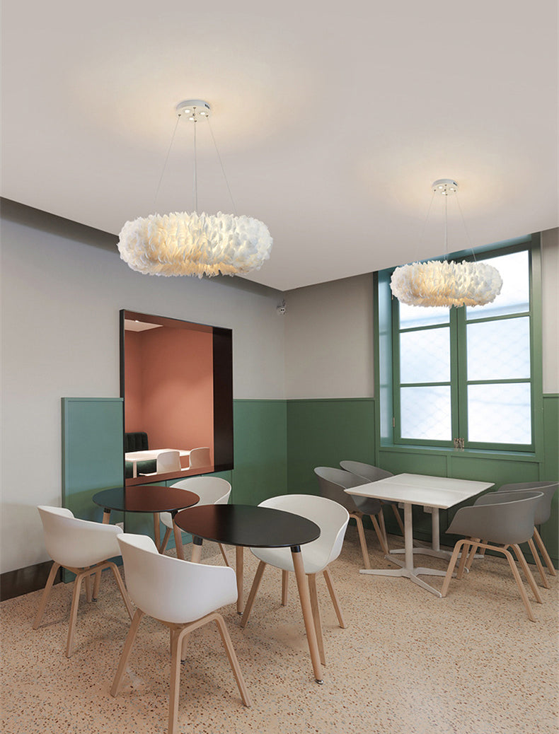 Art déco Feather Pendant Lighting moderne nordique créatif rond rond de plafond plafond pour chambre à coucher