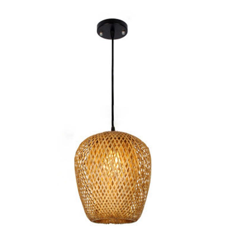 Beige colgante colgante colgante estilo 1 bulbo colgante de bambú para mesa de comedor