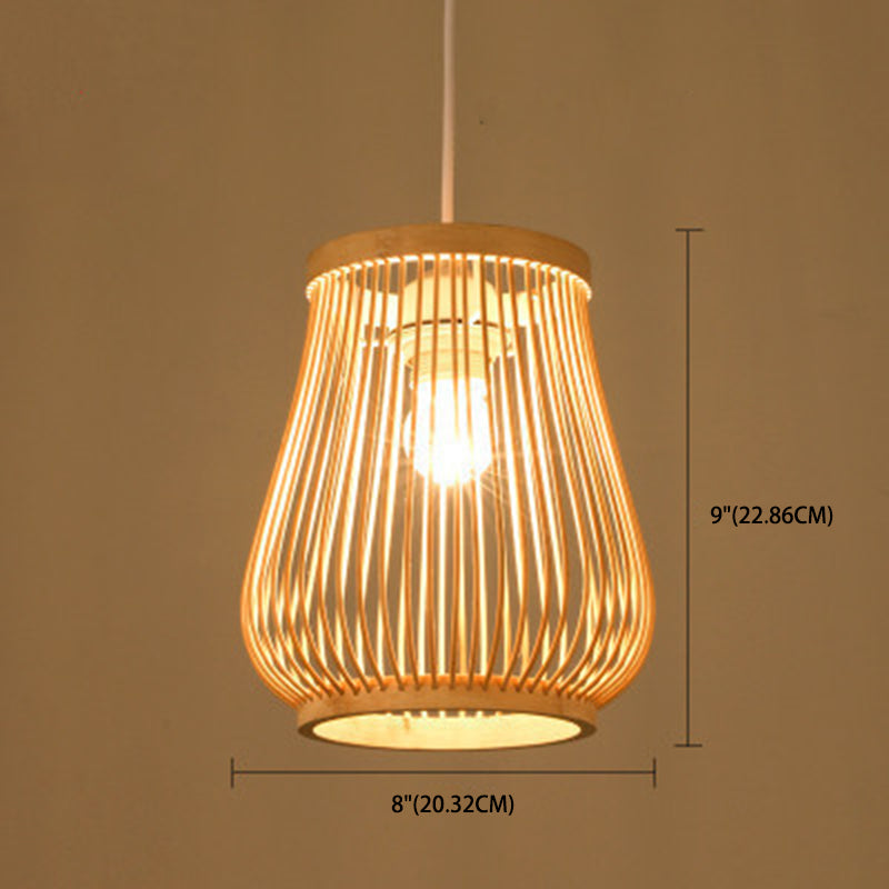 Beige colgante colgante colgante estilo 1 bulbo colgante de bambú para mesa de comedor