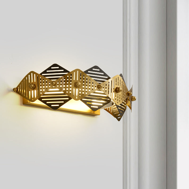 Rhombus Rahmen Eisenwand Licht kolonialstil einzelner schwarz und goldener Wandleuchten