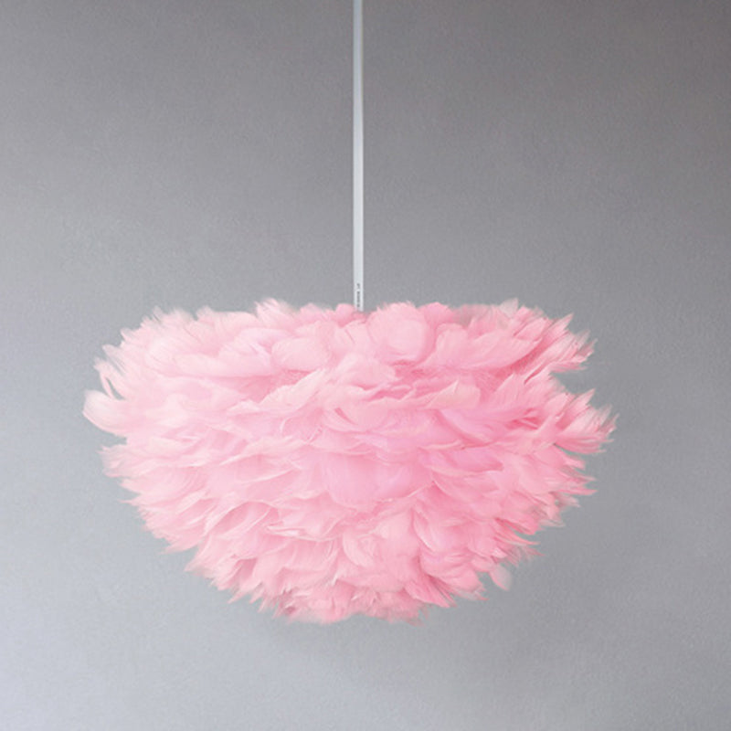 Art Deco Feather Pendant Lighting Modern Nordic Creative Globe Hanging Ceiling Light for Bedroom