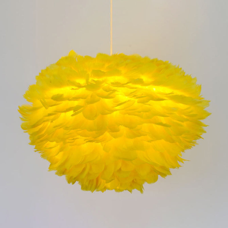 Art Deco Feather Pendant Lighting Modern Nordic Creative Globe Hanging Ceiling Light for Bedroom