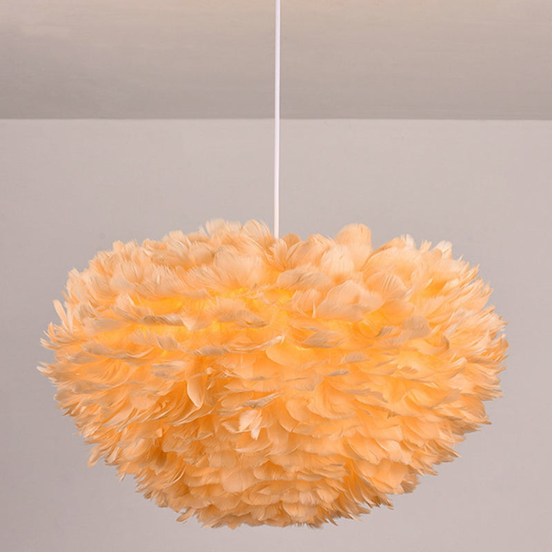 Art Deco Feather Pendant Lighting Modern Nordic Creative Globe Hanging Ceiling Light for Bedroom