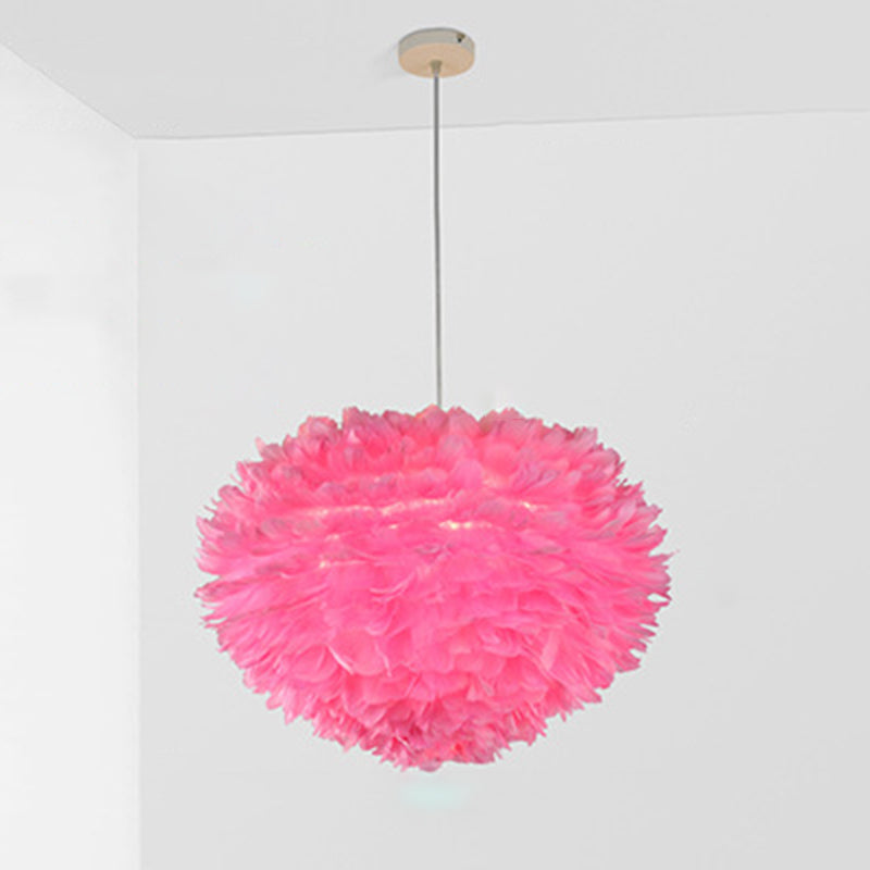 Art Deco Feather Pendant Light Fixtures Modern Creative Globe Hanging Ceiling Light for Bedroom